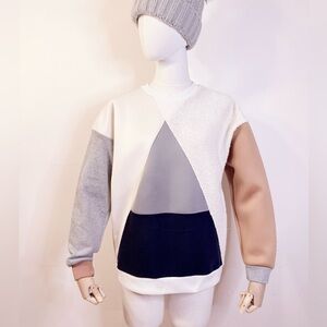 🎨 StyleNanda Patchwork Sweatshirt (Korean Brand / Designer Style)